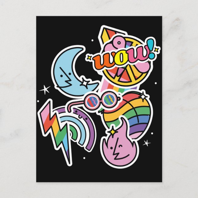 Postal Trueno de orgullo. Amor arcoiris. Amar (Anverso)