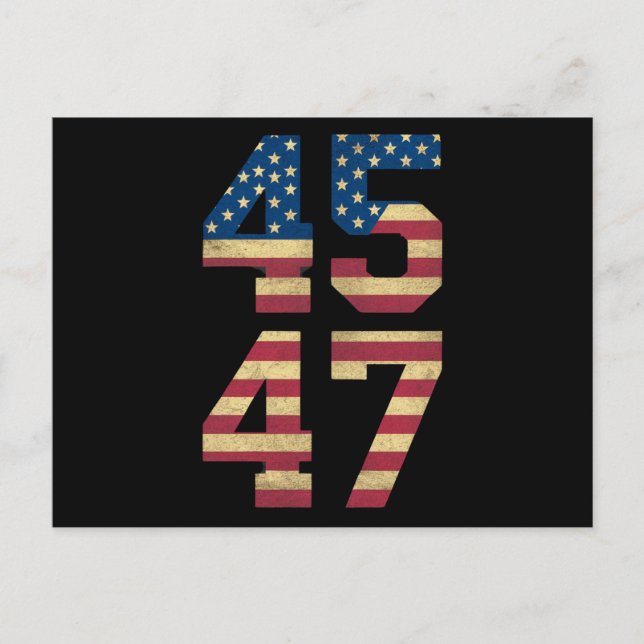 Postal Trump 2024 45 47 Retro de bandera estadounidense a (Anverso)