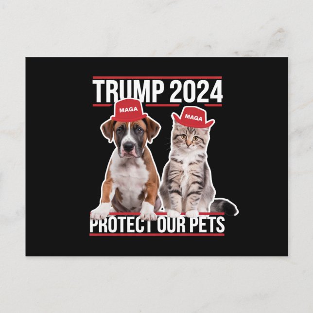 Postal Trump 2024 Proteja a nuestros Mascotas Gatos Perro (Anverso)