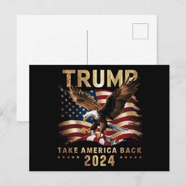Postal Trump 2024 Recuperar la bandera estadounidense Tru (Anverso / Reverso)