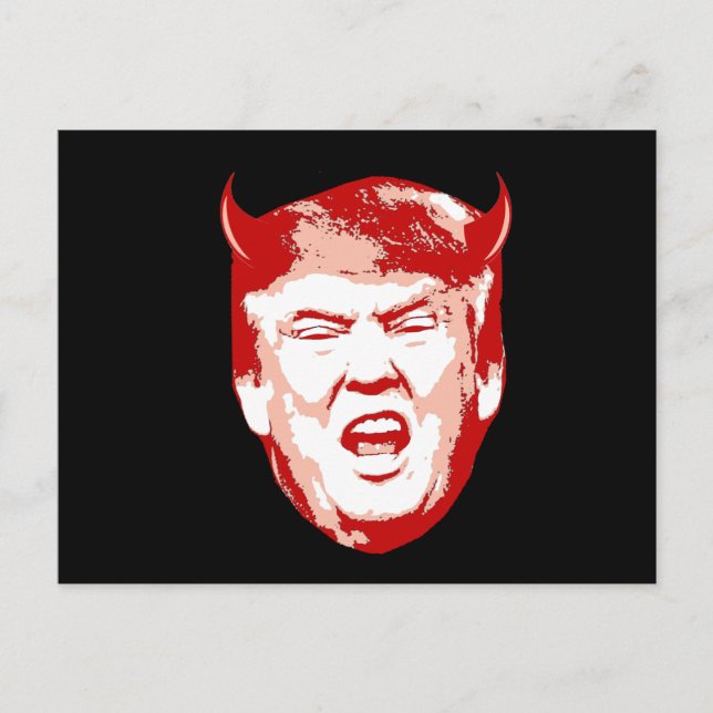 Postal Trump con la cabeza del diablo - Anti-Trump - (Anverso)