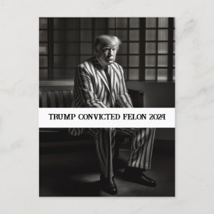 Postal Trump condenado Felon 2024 blanco y negro