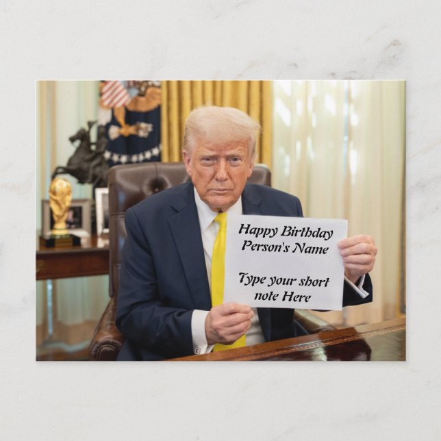 Postal Trump Desea Feliz Cumpleaños o Evento (Anverso)