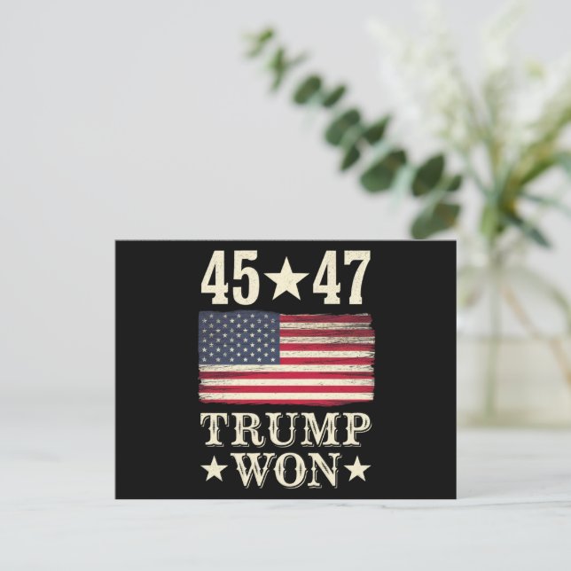 Postal Trump Ganó 2024 45 47º Presidente Bandera Estadoun (Anverso de pie)