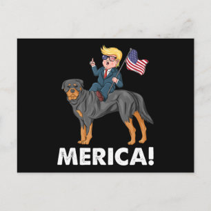 Postal Trump Merica Rottweiler Perro Hero Americano