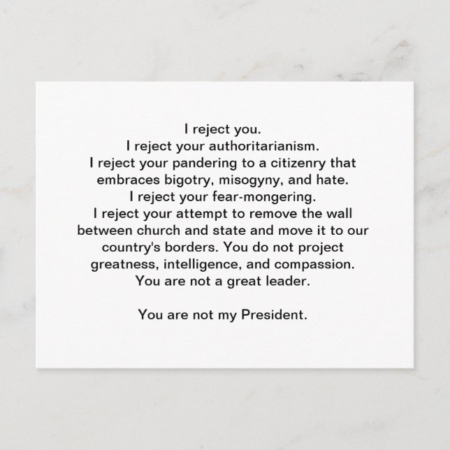 Postal Trump no es mi presidente (Anverso)