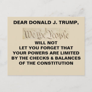 Postal Trump nosotros, el pueblo, revisa y equilibra la r