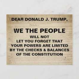 Postal Trump nosotros, el pueblo, revisa y equilibra la r