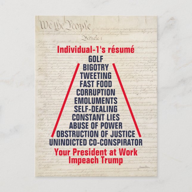 Postal Trump Obstruction Individual-1 Miente mayo de 2019 (Anverso)