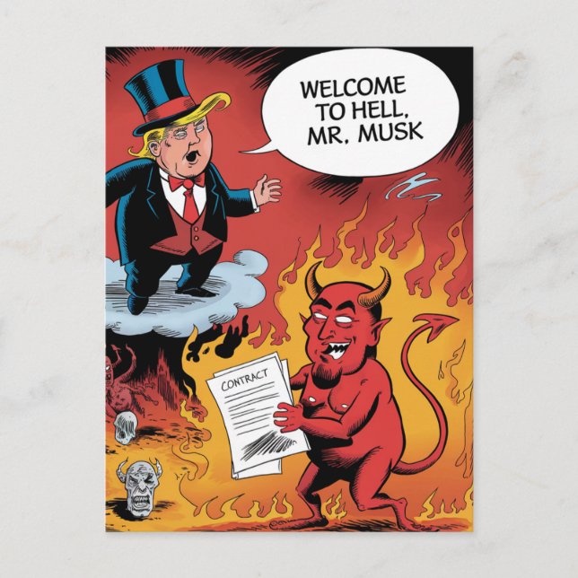 Postal Trump Personalizado bienvenido al infierno Sr Musk (Anverso)