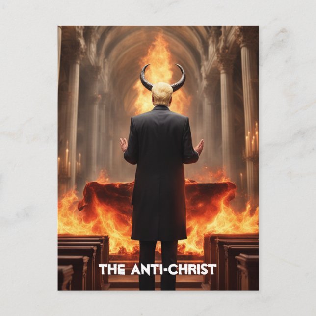 Postal Trump reza en una iglesia contra el Cristo (Anverso)