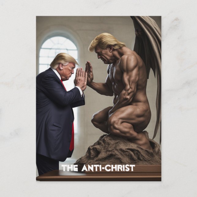 Postal Trump reza en una iglesia contra el Cristo (Anverso)