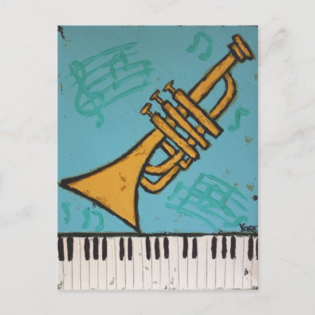 Postal trumpet and piano musical postcard (Anverso)