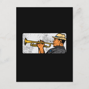 Postal Trumpet Player Retro Trumpet Jazz Music