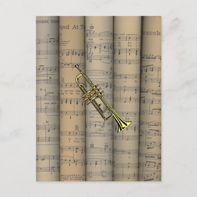 Postal Trumpet ~ Rolling Sheet Music Background ~ Musical (Anverso)