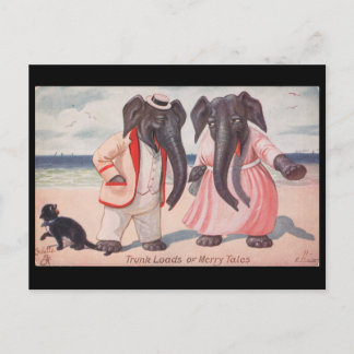 Postal Trunk loads of merry tales - elephants postcard