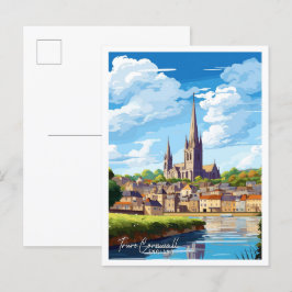 Postal Truro Cornwall Inglaterra ilustracion de viaje vin