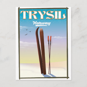 Postal Trysil Noruega, cartel de viaje de esquí de Norueg