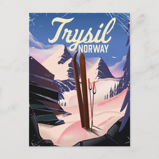 Postal Trysil Noruega esquí (Anverso)