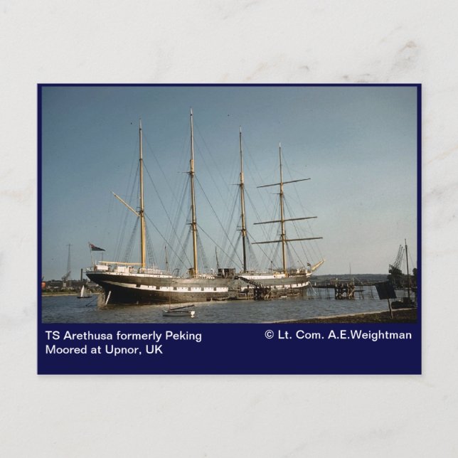 Postal TS Arethusa antes Peking Moored en Upnor, Reino Un (Anverso)