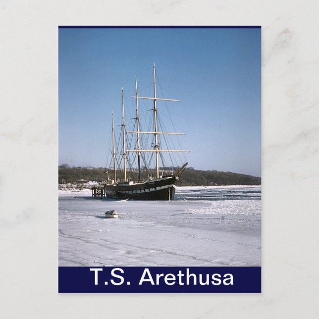 Postal TS Arethusa, en el hielo de Medway (Anverso)