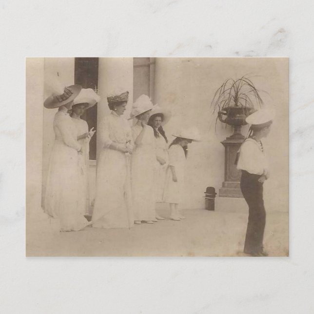 Postal TSARINA y niños OTMA y ALEXIS Romanov Rusia #115 (Anverso)