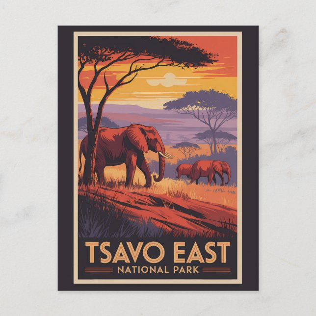 Postal Tsavo East National Park Kenya Illustration Travel (Anverso)