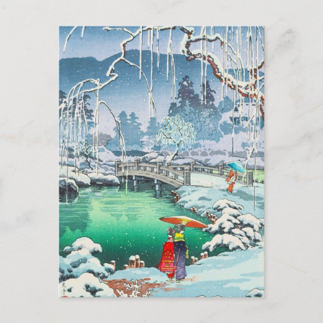 Postal Tsuchiya Koitsu esboza lugares famosos en Japón (Anverso)