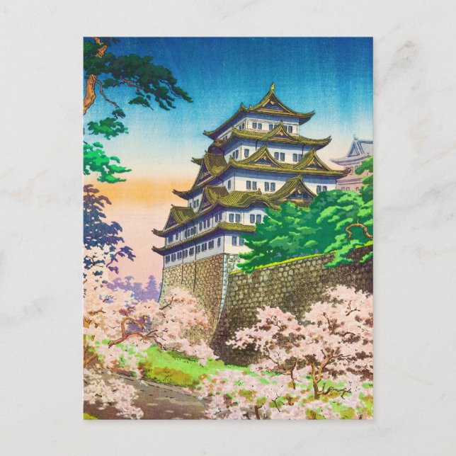 Postal Tsuchiya Koitsu Nagoya Castillo shin hanga (Anverso)