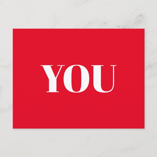 Postal Tú, amor, feliz Día de San Valentín, blanco rojo (Anverso)