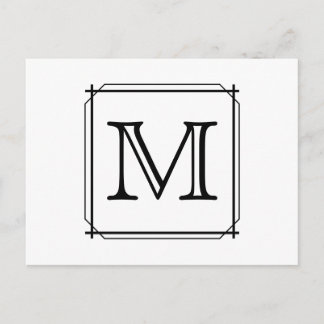 Postal Tu carta. Monograma personalizado. Blanco y negro