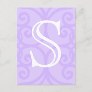 Postal Tu carta. Personalizado. Monograma De Bañada Púrpu