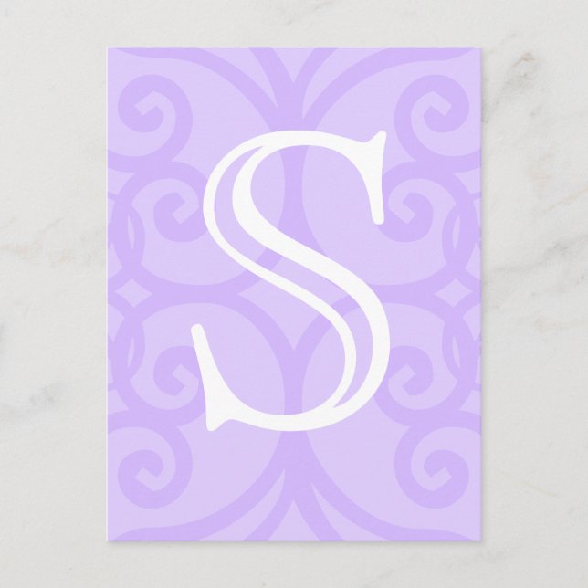 Postal Tu carta. Personalizado. Monograma De Bañada Púrpu (Anverso)
