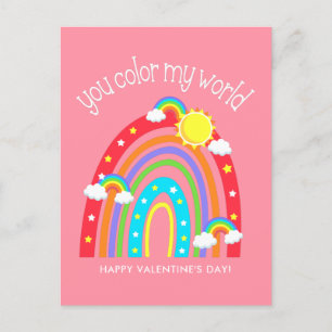 Postal Tu coloreas mi mundo Niños Valentine