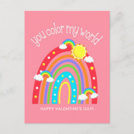 Postal Tu coloreas mi mundo | Niños Valentine