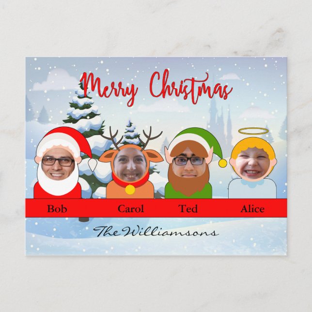 Postal Tu familia como elfo de reno de Santa Fotos (Anverso)