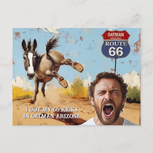 Postal tu foto, consigue tus patadas, oatman arizona, bur (Anverso)