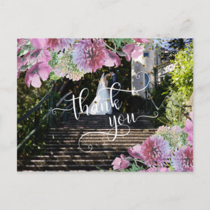 Postal Tu Foto de Boda Flores Silvestres Confeti Gracias