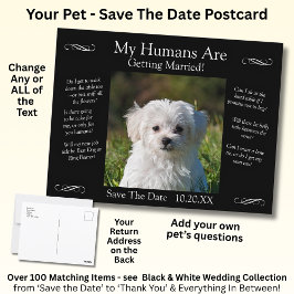 Postal Tu Foto de Mascota Save The Date Negro Blanco Infi