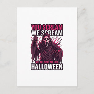 Postal Tú gritas nosotros Halloween Ghostface Cuchillo Sa