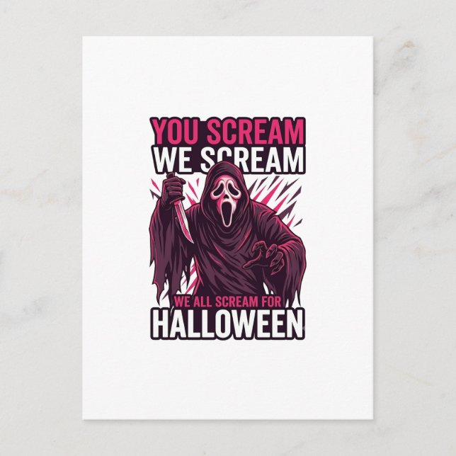 Postal Tú gritas nosotros Halloween Ghostface Cuchillo Sa (Anverso)
