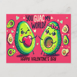 Postal Tú Guac Mi Día Mundial Funny de Advocado Valentino