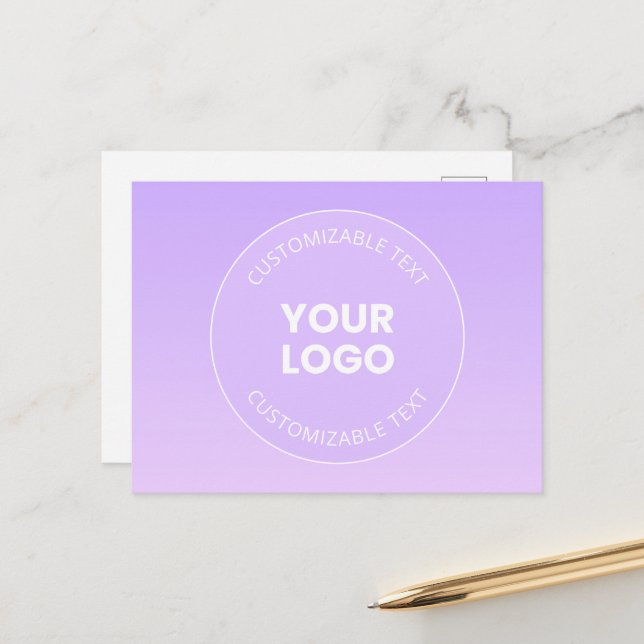 Postal Tu Logo | Gradiente Sutil de Ómbre Lavanda (Anverso/Reverso In Situ)