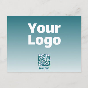 Postal Tu logotipo con código QR editable y gradiente omb
