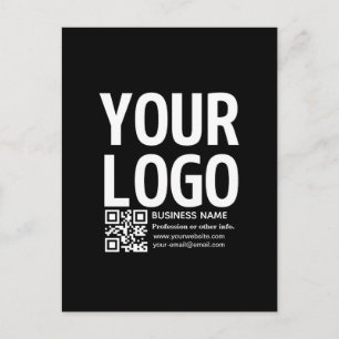 Postal Tu logotipo con código QR editable y texto