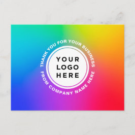 Postal Tu logotipo y texto arcoíris personalizado agradec