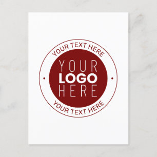 Postal Tu logotipo y texto personalizable   Rojo intenso/