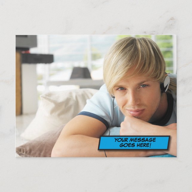 Postal Tu Mensaje Foto Diversión Arte Pop Cómic Retro (Anverso)