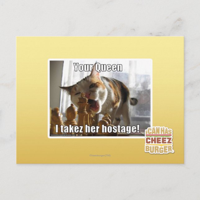 Postal Tu reina, la tomo como rehén (Anverso)