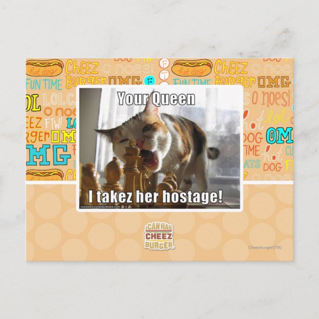 Postal Tu reina, la tomo como rehén (Anverso)